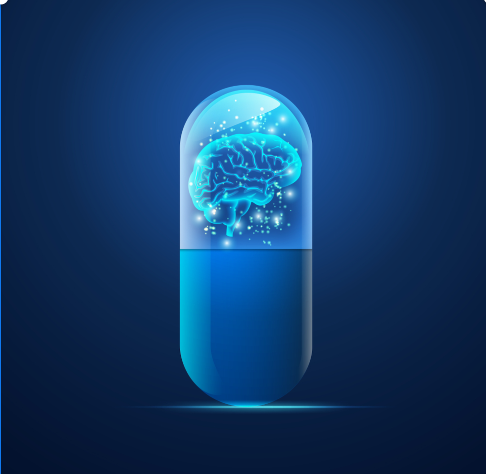 Brain inside a pill capsule